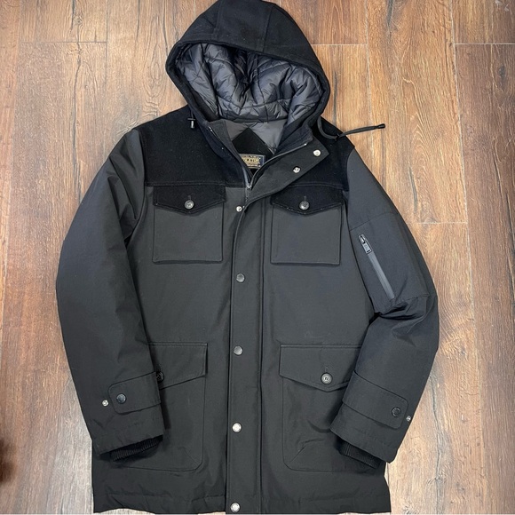 Pendleton Men’s Ontario Down Filled Parka Black Hooded Jacket SZ MED - Picture 4 of 12